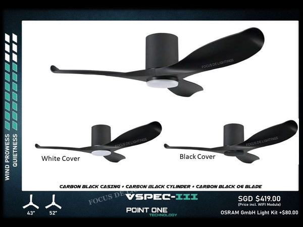 PO ECO FAN DC MOTOR -GUST VSPEC III 43" / 52" (BLADE 06 -BLACK /WHITE)