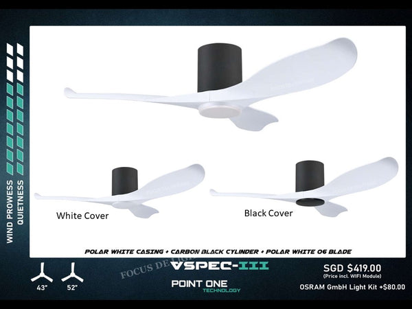 PO ECO FAN DC MOTOR -GUST VSPEC III 43" / 52" (BLADE 06 -BLACK /WHITE)