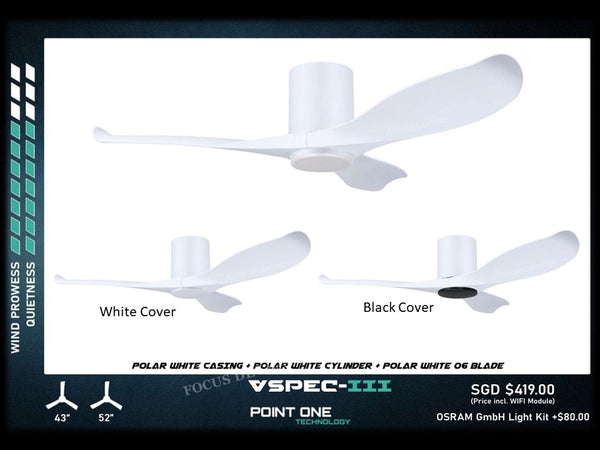 PO ECO FAN DC MOTOR -GUST VSPEC III 43" / 52" (BLADE 06 -BLACK /WHITE)