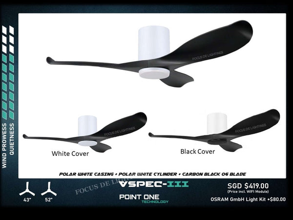 PO ECO FAN DC MOTOR -GUST VSPEC III 43" / 52" (BLADE 06 -BLACK /WHITE)