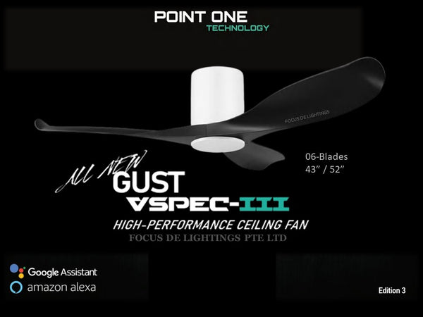 PO ECO FAN DC MOTOR -GUST VSPEC III 43" / 52" (BLADE 06 -BLACK /WHITE)