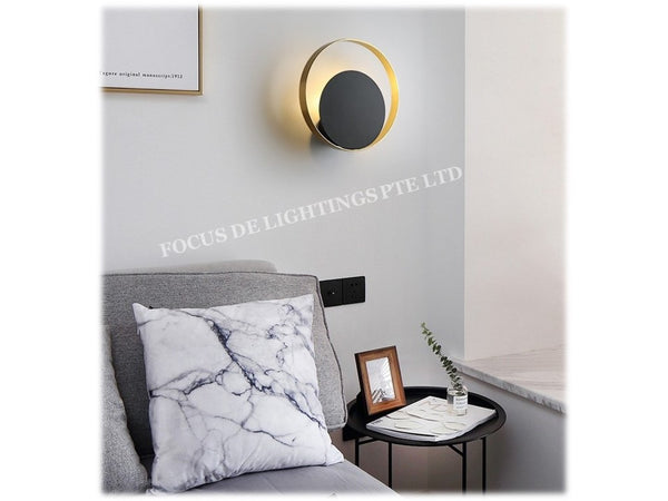 CLASSIC BLACK + GOLD RING B8303 WALL LAMP -G9 BULB