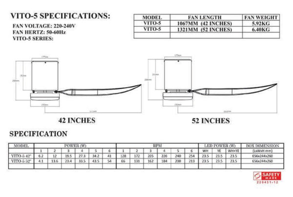 BESTAR CEILING FAN DC VITO ESTILO DC-5 (SMART FUNCTION) 42"/52"