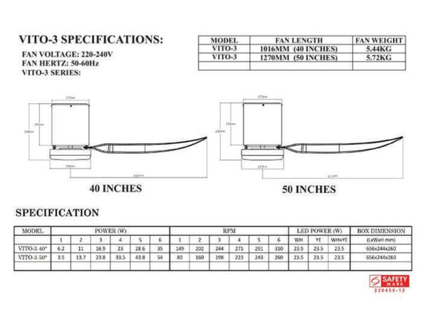 BESTAR CEILING FAN DC VITO ESTILO DC-3 (SMART FUNCTION) 40"/50"