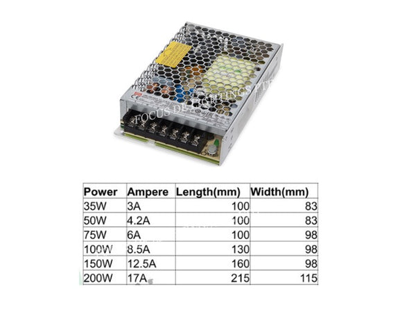 MEANWELL LED DRIVER 12V OR 24V for LED STRIPS -2835 / 5050 / COB