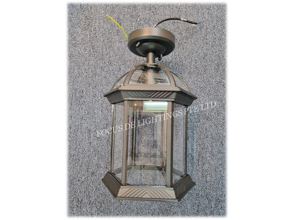 BALCONY CEILING MOUNTED LAMP 8331 E27 CLEAR GLASS BLACK