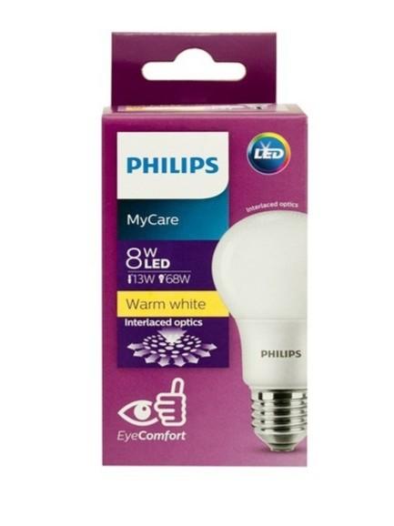 PHILIPS A60 MYCARE E27 LED CLASSIC BULB 8W (WARM or DAY)