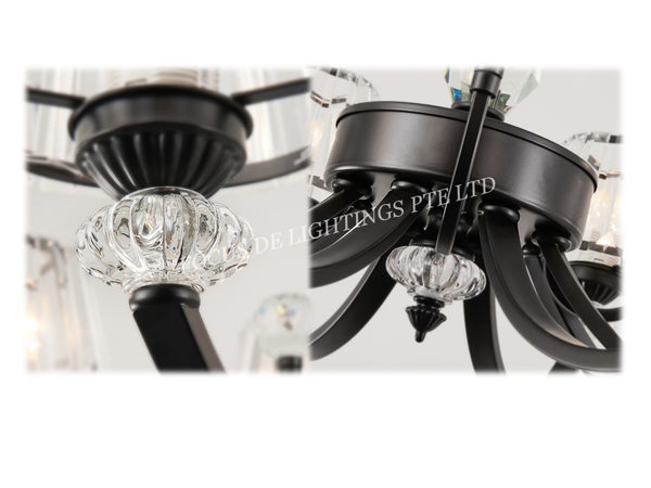 CLASSIC CRYSTAL BLACK CHANDELIER 1007 -3L OR 6L
