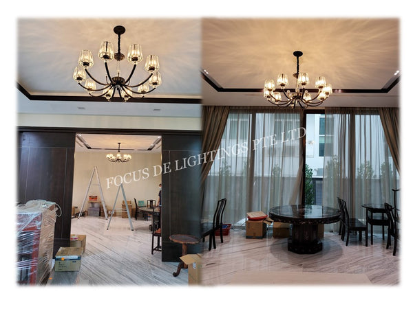 CLASSIC CRYSTAL BLACK CHANDELIER 1007 -3L OR 6L