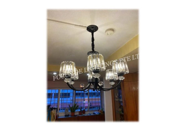 CLASSIC CRYSTAL BLACK CHANDELIER 1007 -8L OR 10L