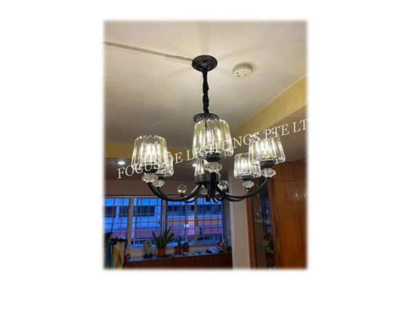 CLASSIC CRYSTAL BLACK CHANDELIER 1007 -3L OR 6L