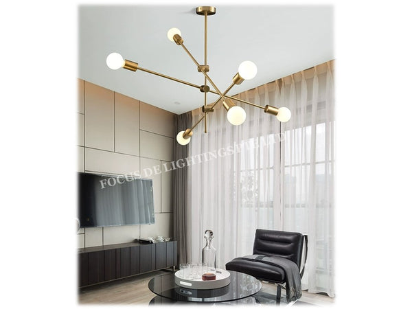 GOLD TURNABLE STICK PENDENT LAMP PL 17006 6L