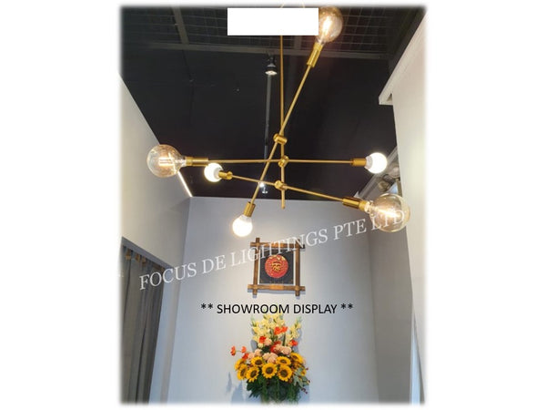 GOLD TURNABLE STICK PENDENT LAMP PL 17006 6L
