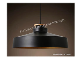 PENDANT LAMP 8264 WOODEN+BLACK+GOLD (DIA 400MM)