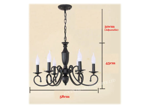 CHANDELIER 6903 BLACK -6L