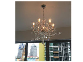 CRYSTAL CHANDELIER LAMP 6 X E14 (CLEAR / BLACK)