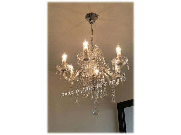 CRYSTAL CHANDELIER LAMP 6 X E14 (CLEAR / BLACK)