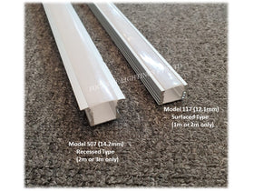 RECESSED / SURFACED - ALUMINUM PROFILE FOR LED STRIP FIXTURE (DEPTH 12MM / 14.2MM)