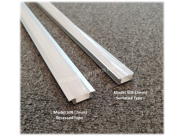 RECESSED / SURFACE MOUNTED - ALUMINIUM PROFILE FOR LED STRIP FIXTURE (DEPTH 7MM)
