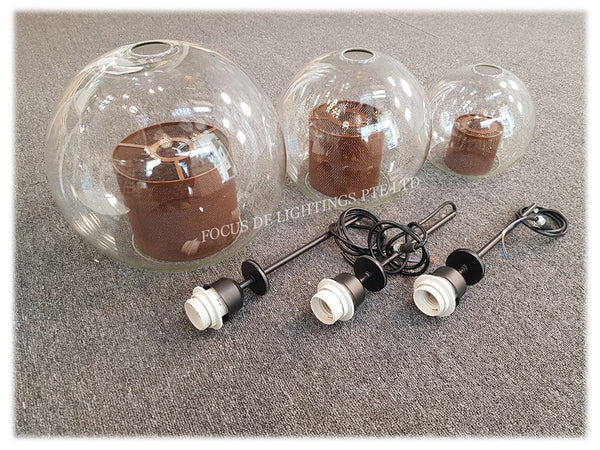 3L PENDANT LAMP 1969 GLASS OF 3 SIZES -E27