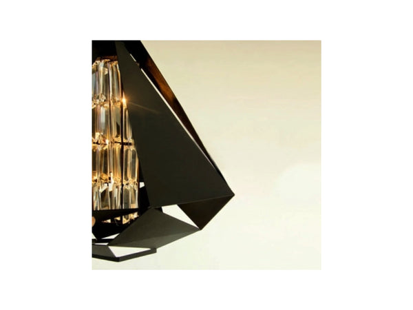 Designer Diamond Shape Pendant Light In Black White With Crystal