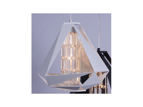 Designer Diamond Shape Pendant Light In Black White With Crystal