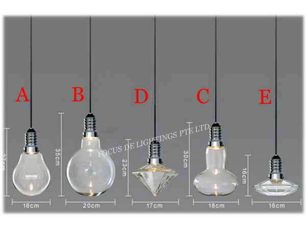 PENDANT LAMP 12752 GLASS (COMES IN 5 SHAPES)