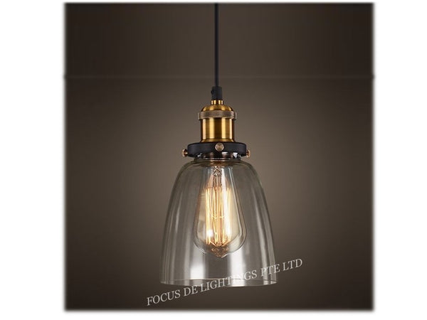 PENDANT LAMP BLACK GOLD 18092 -CLEAR GLASS