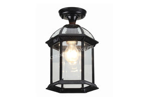 BALCONY CEILING MOUNTED LAMP 8331 E27 CLEAR GLASS BLACK