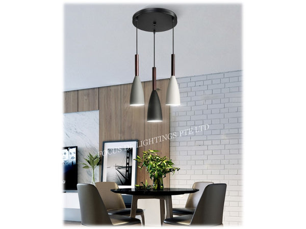 PENDANT LAMP 18098 -BLACK/GREY/WHITE (SET OF 3)