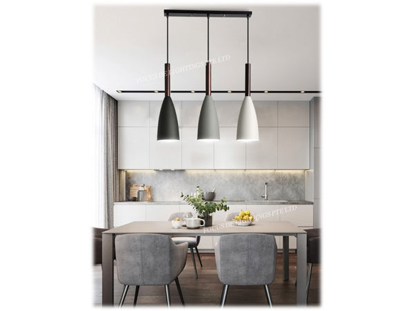 PENDANT LAMP 18098 -BLACK/GREY/WHITE (SET OF 3)