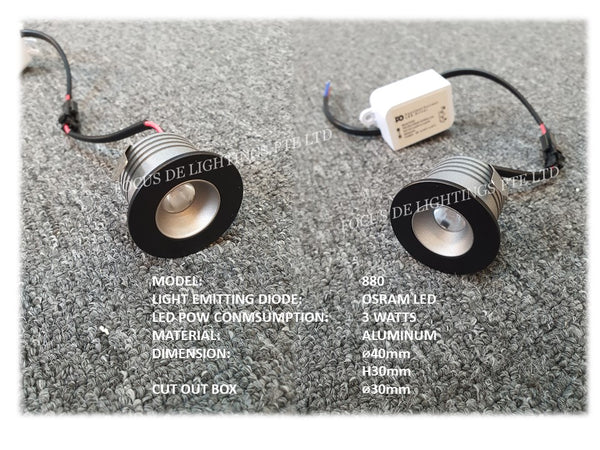 MINI 880 RECESSED CABINET MINI SPOTLIGHT - FOCUS DE LIGHTINGS PTE LTD