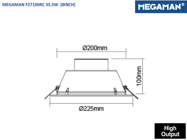 ZENIA Recessed Downlight 8" F27100RC 35.5W
