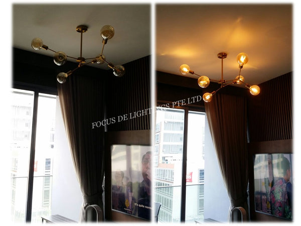 GOLD TURNABLE STICK PENDENT LAMP PL 17004 6L