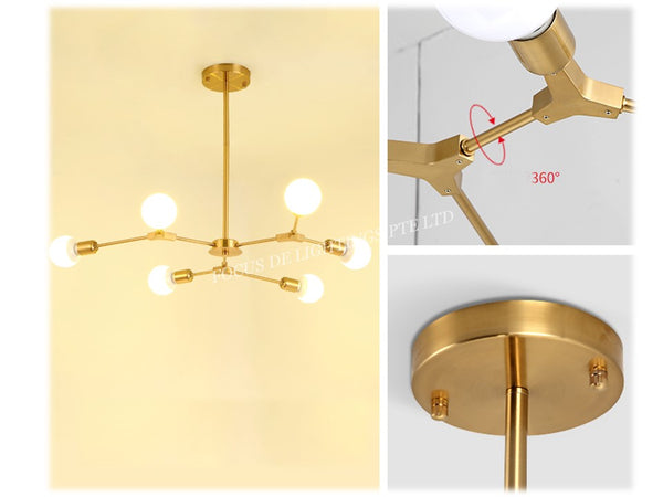 GOLD TURNABLE STICK PENDENT LAMP PL 17004 6L