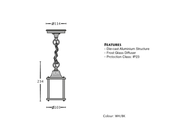 OUTDOOR LAMP HANGING 0639 -BLACK