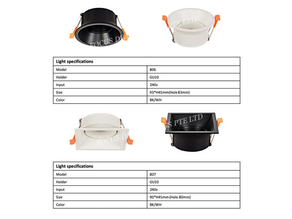 RECESSED SPOTLIGHT DEEPSET 80 -(ROUND/SQUARE) (BLACK/WHITE)