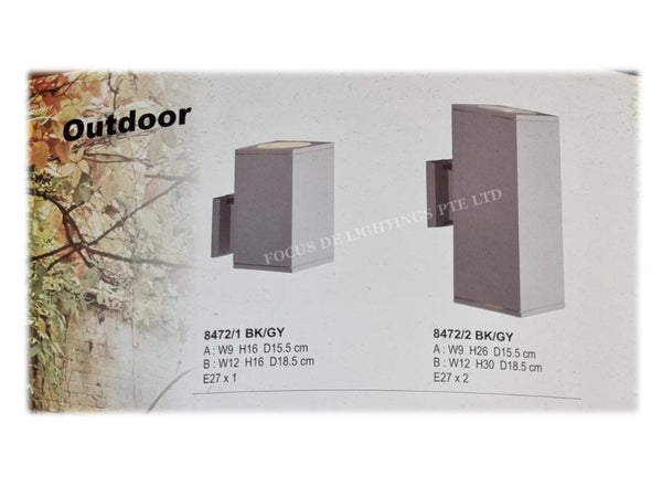 OUTDOOR LAMP WALL 8472 -RECTANGLE E27 (IP65)