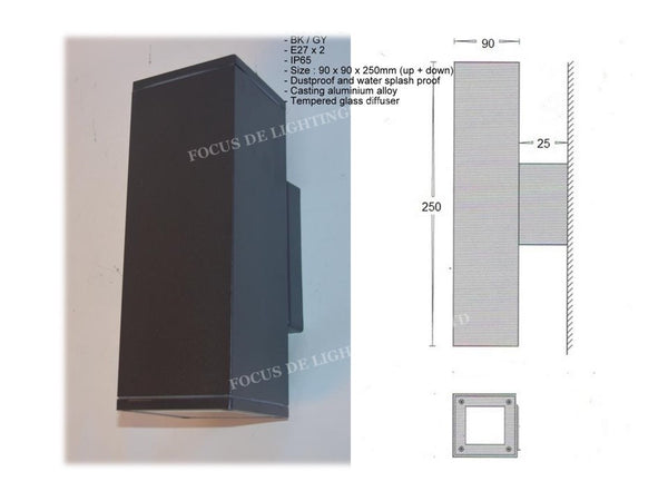 OUTDOOR LAMP WALL 8472 -RECTANGLE E27 (IP65)
