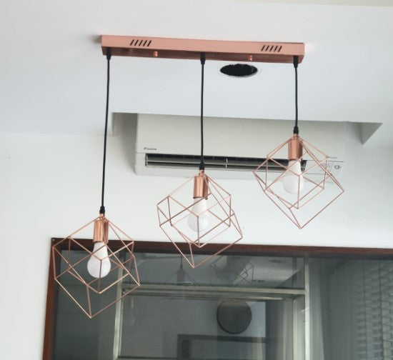 GEOMETRIC ROSEGOLD PENDANT LAMP 3318 E27
