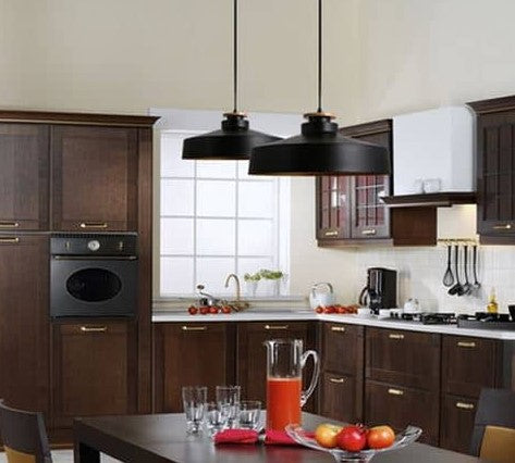 PENDANT LAMP 8264 WOODEN+BLACK+GOLD (DIA 400MM)