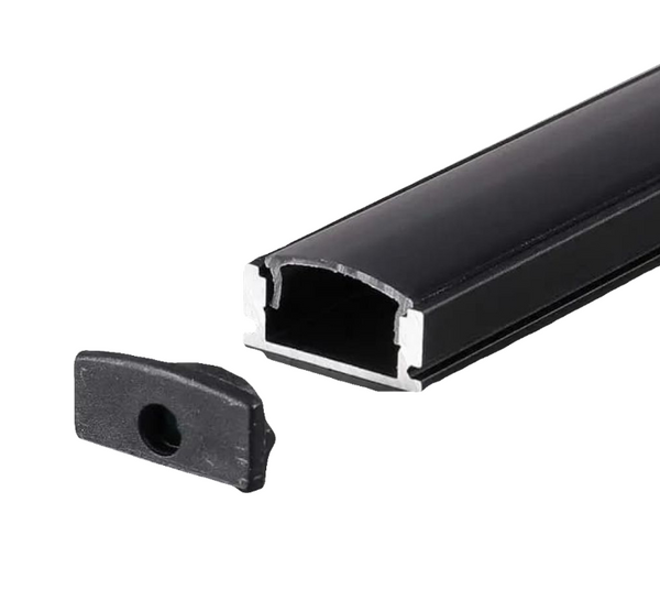 BLACK -RECESSED / SURFACE MOUNTED - ALUMINIUM PROFILE FOR LED STRIP FIXTURE (DEPTH 7MM)