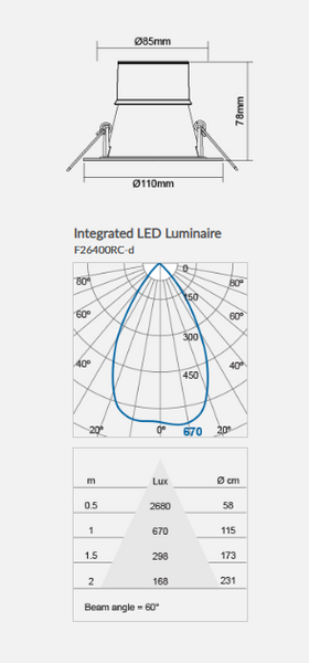 ZENIA Recessed Downlight 3" F26400RC-D 13W (DIMMABLE)