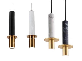 LONG TUBE PENDANT LAMP 1055 -BLACK/WHITE/MARBLE-ALIKE