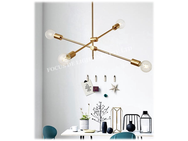 GOLD TURNABLE STICK PENDENT LAMP PL 17006 4L