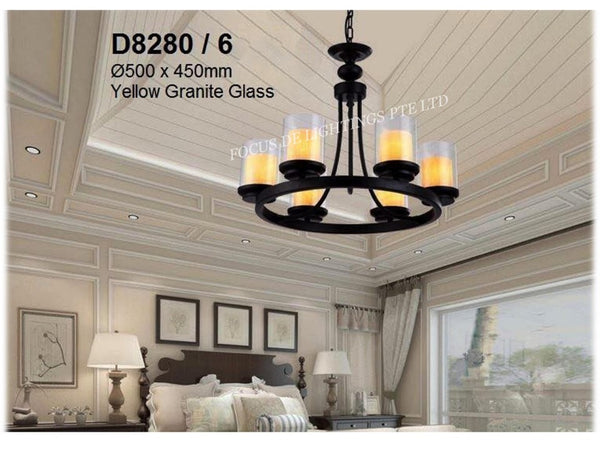 DESIGNER PENDENT LAMP YELLOW GRANITE GLASS PL 8280 (4L 6L 8L)