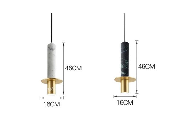 LONG TUBE PENDANT LAMP 1055 -BLACK/WHITE/MARBLE-ALIKE