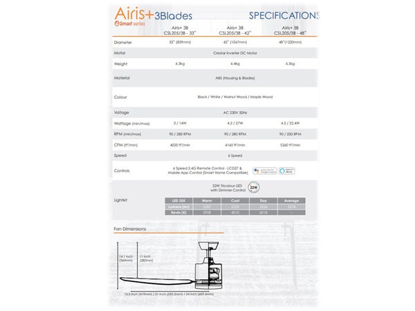 *SMART SERIES*  Crestar Airis 3B -No Lightkit (33"/42"/48")