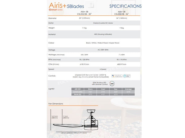 *SMART SERIES*  Crestar Airis 5B -with 25w Lightkit (50"/56")