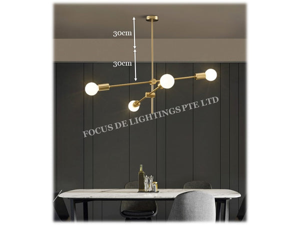GOLD TURNABLE STICK PENDENT LAMP PL 17006 4L
